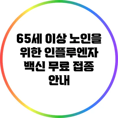 65세 이상 노인을 위한 인플루엔자 백신 무료 접종 안내