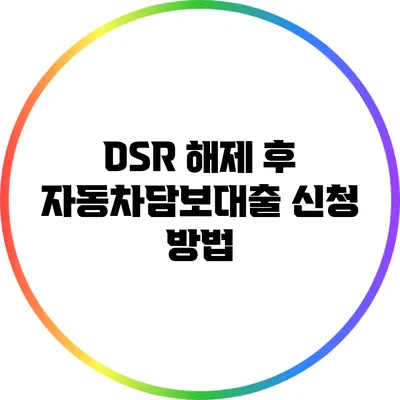 DSR 해제 후 자동차담보대출 신청 방법