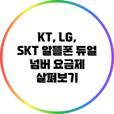 KT, LG, SKT 알뜰폰 듀얼 넘버 요금제 살펴보기