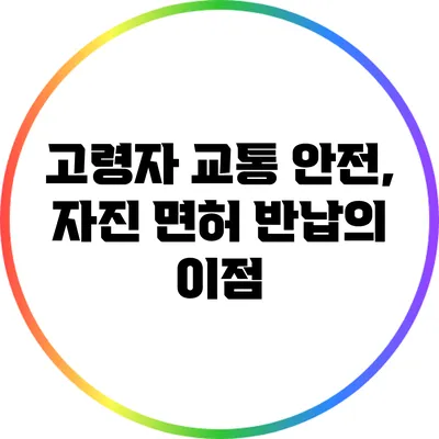 고령자 교통 안전, 자진 면허 반납의 이점