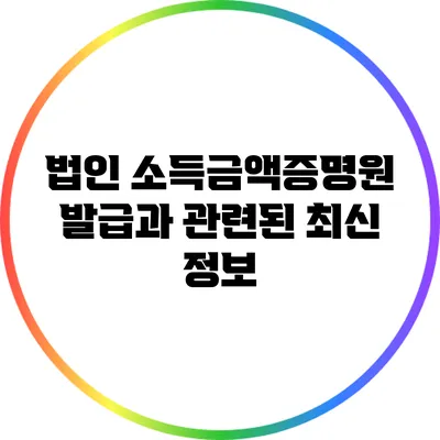 법인 소득금액증명원 발급과 관련된 최신 정보