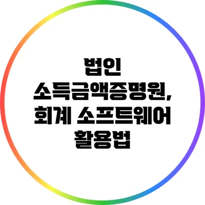 법인 소득금액증명원, 회계 소프트웨어 활용법