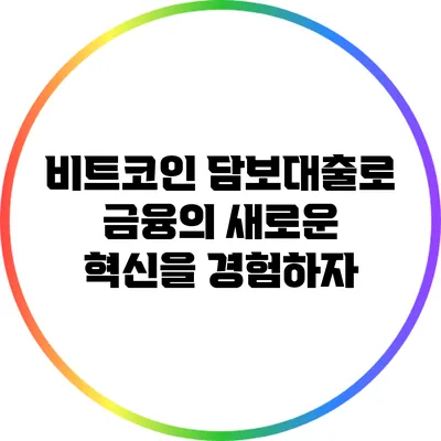 비트코인 담보대출로 금융의 새로운 혁신을 경험하자