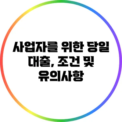 사업자를 위한 당일 대출, 조건 및 유의사항