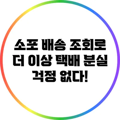 **소포 배송 조회로 더 이상 택배 분실 걱정 없다!**