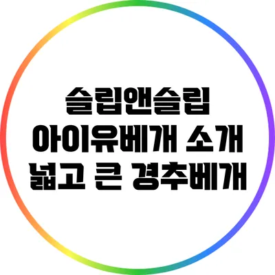 슬립앤슬립 아이유베개 소개: 넓고 큰 경추베개