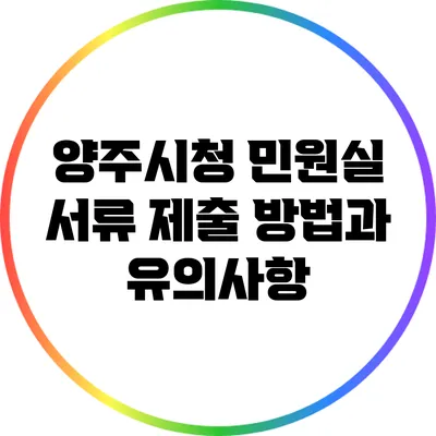 양주시청 민원실 서류 제출 방법과 유의사항