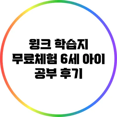 윙크 학습지 무료체험: 6세 아이 공부 후기