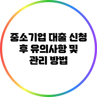 중소기업 대출 신청 후 유의사항 및 관리 방법