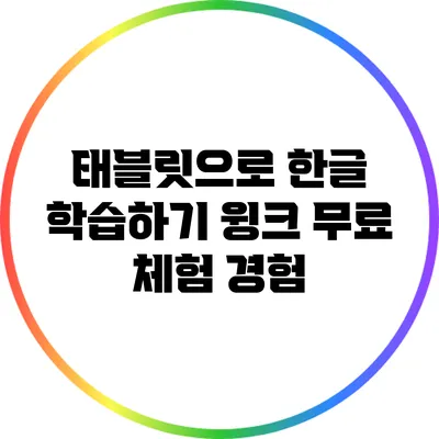 태블릿으로 한글 학습하기: 윙크 무료 체험 경험