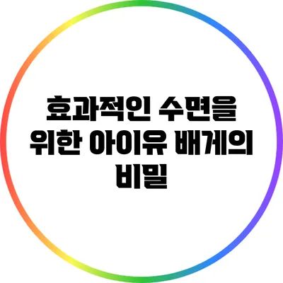 효과적인 수면을 위한 아이유 배게의 비밀