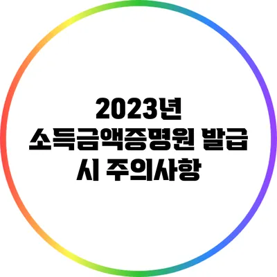 2023년 소득금액증명원 발급 시 주의사항