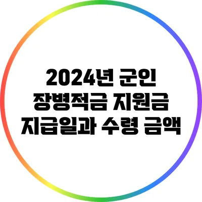 2024년 군인 장병적금 지원금 지급일과 수령 금액