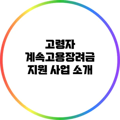 고령자 계속고용장려금 지원 사업 소개