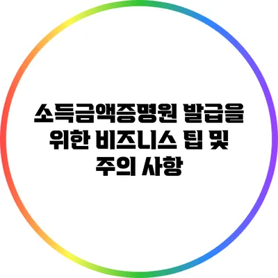 소득금액증명원 발급을 위한 비즈니스 팁 및 주의 사항