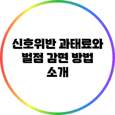 신호위반 과태료와 벌점 감면 방법 소개