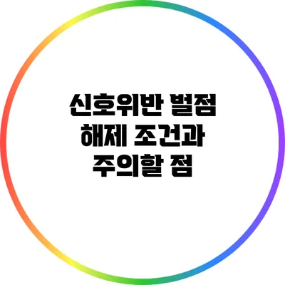 신호위반 벌점 해제 조건과 주의할 점