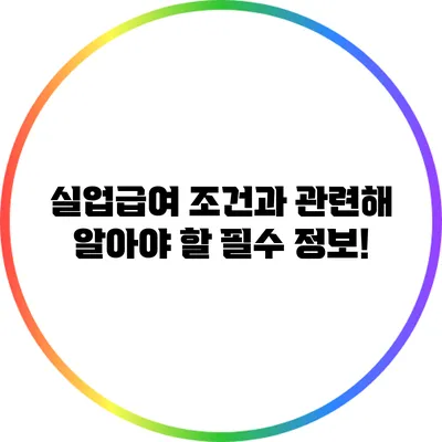 실업급여 조건과 관련해 알아야 할 필수 정보!