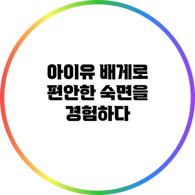 아이유 배게로 편안한 숙면을 경험하다