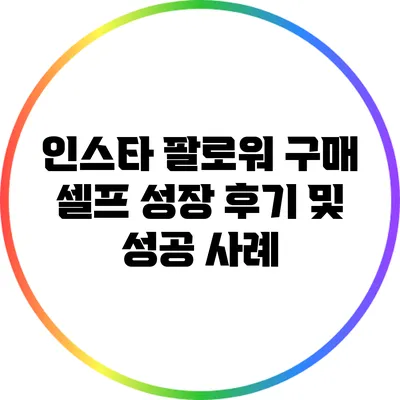인스타 팔로워 구매 셀프 성장 후기 및 성공 사례