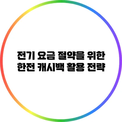 전기 요금 절약을 위한 한전 캐시백 활용 전략