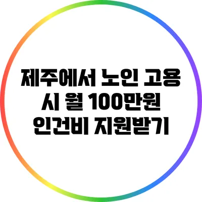 제주에서 노인 고용 시 월 100만원 인건비 지원받기