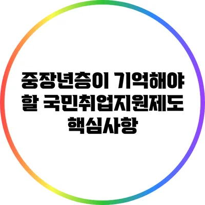 중장년층이 기억해야 할 국민취업지원제도 핵심사항