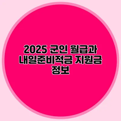 2025 군인 월급과 내일준비적금 지원금 정보