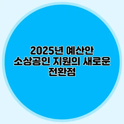 2025년 예산안: 소상공인 지원의 새로운 전환점