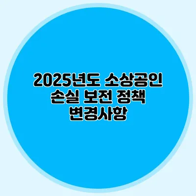 2025년도 소상공인 손실 보전 정책 변경사항
