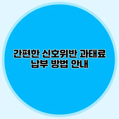 간편한 신호위반 과태료 납부 방법 안내