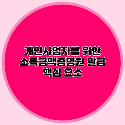 개인사업자를 위한 소득금액증명원 발급 핵심 요소