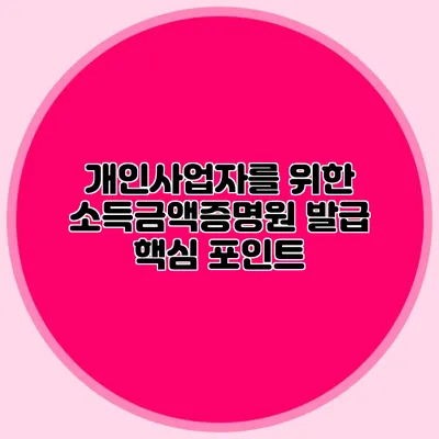 개인사업자를 위한 소득금액증명원 발급 핵심 포인트