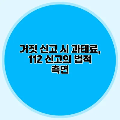 거짓 신고 시 과태료, 112 신고의 법적 측면