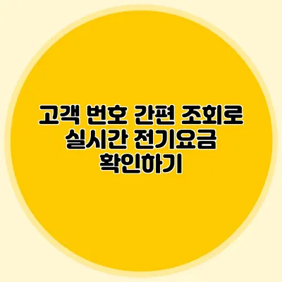 고객 번호 간편 조회로 실시간 전기요금 확인하기