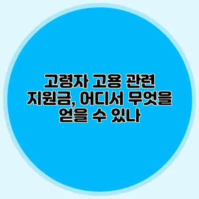 고령자 고용 관련 지원금, 어디서 무엇을 얻을 수 있나?