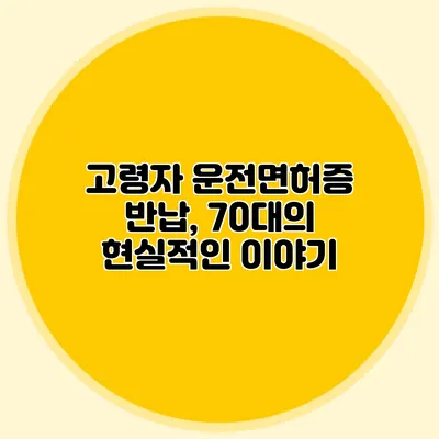 고령자 운전면허증 반납, 70대의 현실적인 이야기