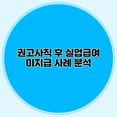 권고사직 후 실업급여 미지급 사례 분석