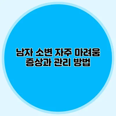 남자 소변 자주 마려움 증상과 관리 방법