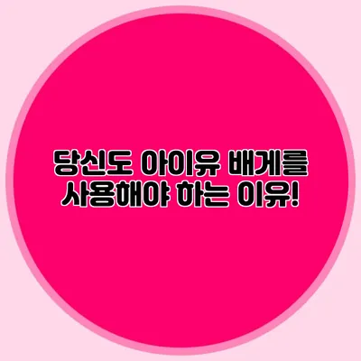 당신도 아이유 배게를 사용해야 하는 이유!