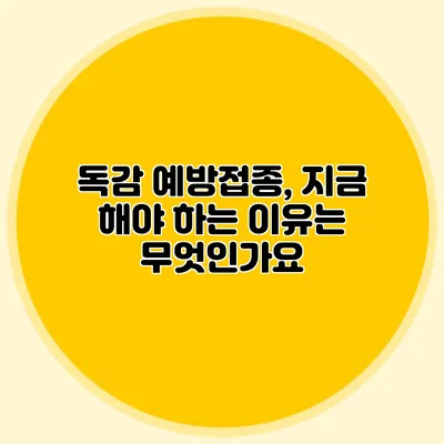독감 예방접종, 지금 해야 하는 이유는 무엇인가요?