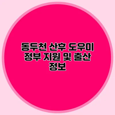 동두천 산후 도우미 정부 지원 및 출산 정보