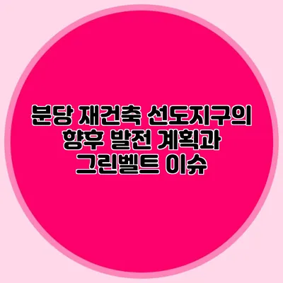분당 재건축 선도지구의 향후 발전 계획과 그린벨트 이슈