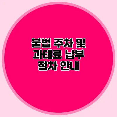 불법 주차 및 과태료 납부 절차 안내