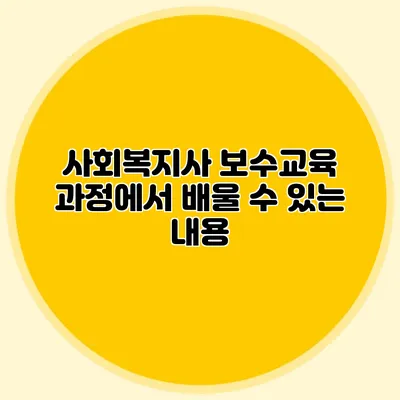 사회복지사 보수교육 과정에서 배울 수 있는 내용