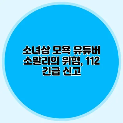 소녀상 모욕 유튜버 소말리의 위협, 112 긴급 신고