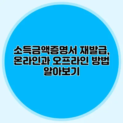 소득금액증명서 재발급, 온라인과 오프라인 방법 알아보기