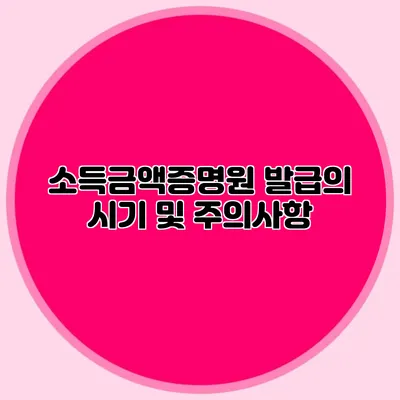소득금액증명원 발급의 시기 및 주의사항