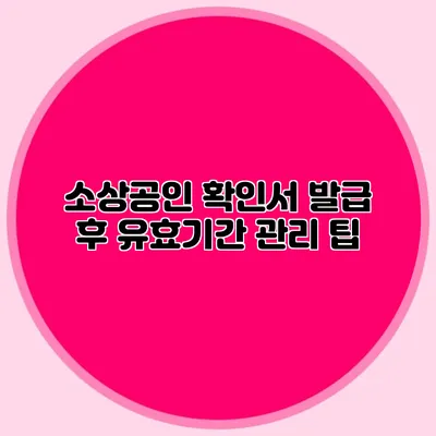 소상공인 확인서 발급 후 유효기간 관리 팁