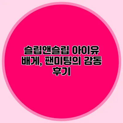 슬립앤슬립 아이유 배게, 팬미팅의 감동 후기